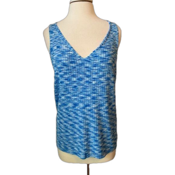 Nine West NWT Women's L Boho Beach Ribbed Knit V Front Back Tank Top Chic - Picture 1 of 10